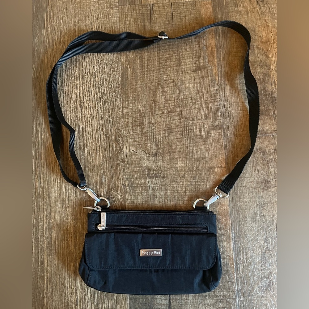 Baggallini Black Crossbody Bag with Silver Details. Excellent condition.